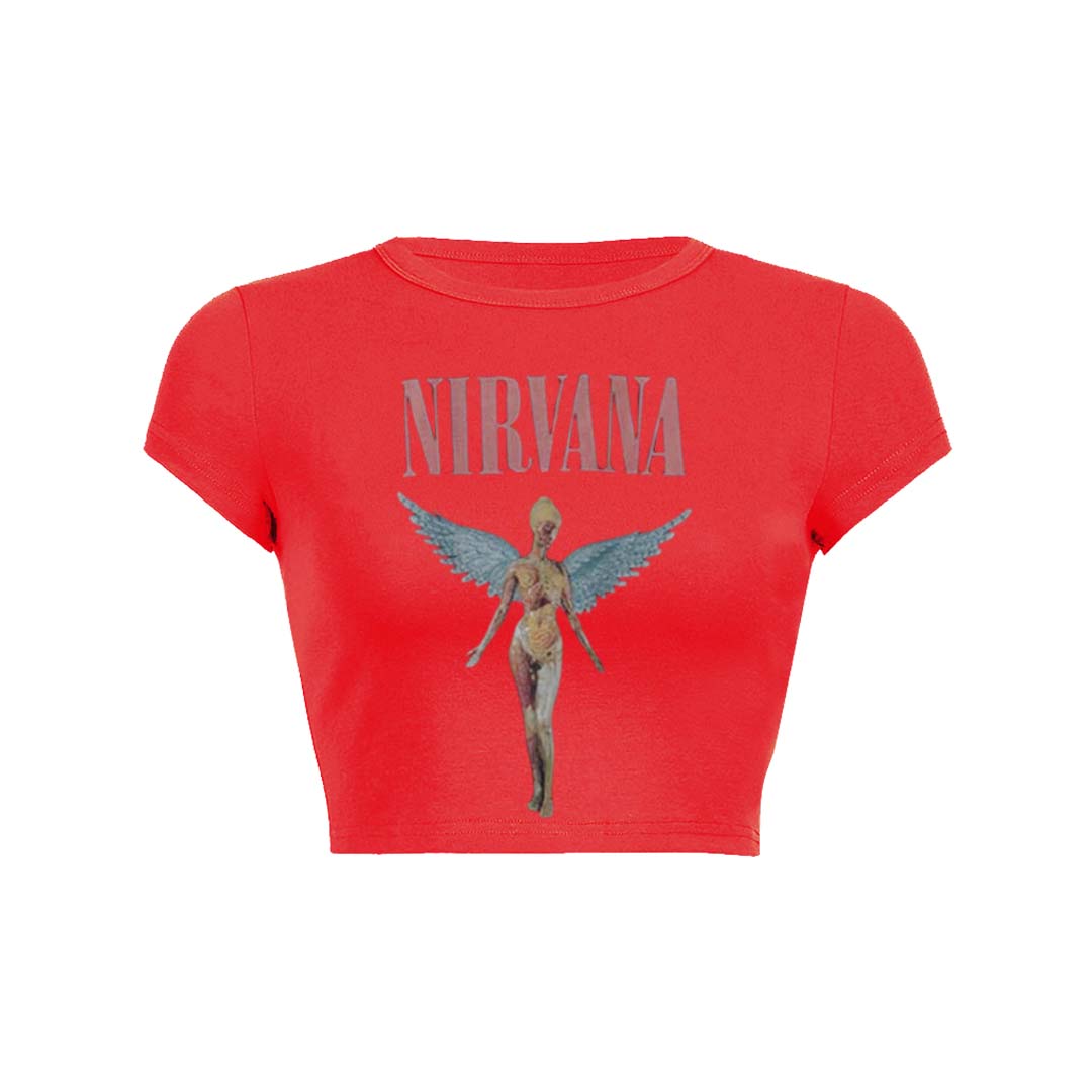 Nirxxxxa Angle Print Round Neck T Shirt