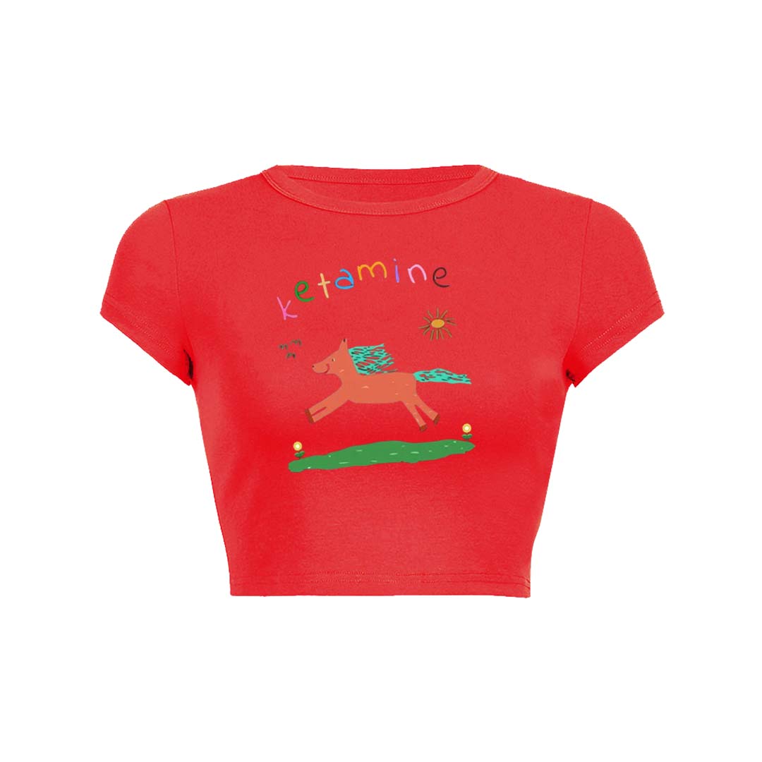 Orange Pony Y2K Baby Tee Crop Top