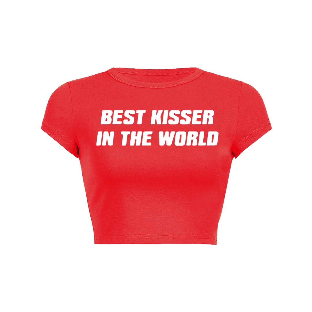 Best Kisser In The World Y2K Baby Tee Crop Top