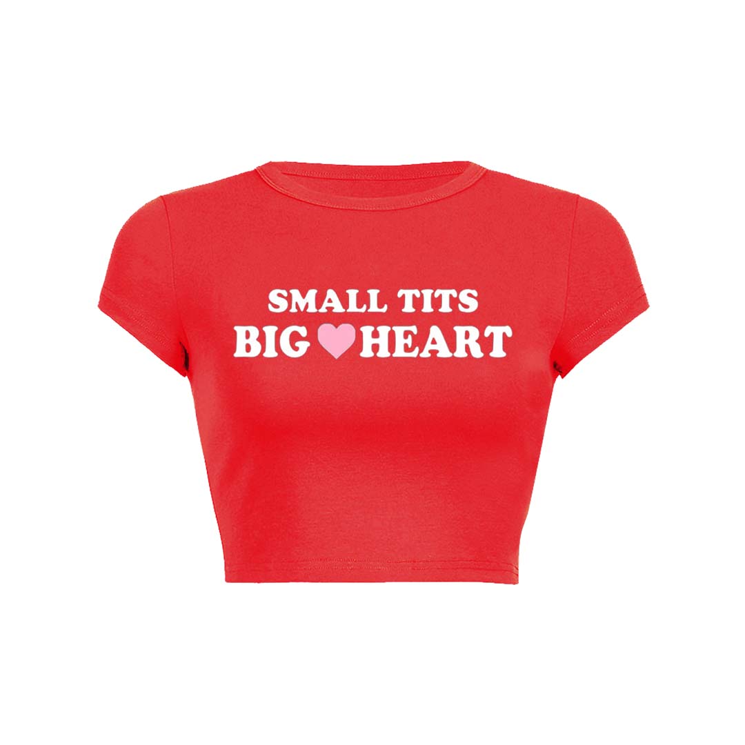Small But Big Heart Y2K Baby Tee Crop Top