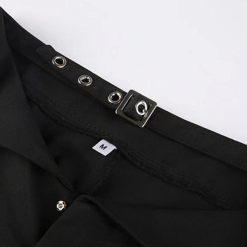Print zip-up belt wide leg