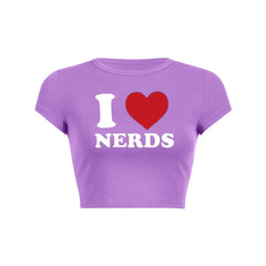 I Love Nerds Y2K Baby Tee Crop Top