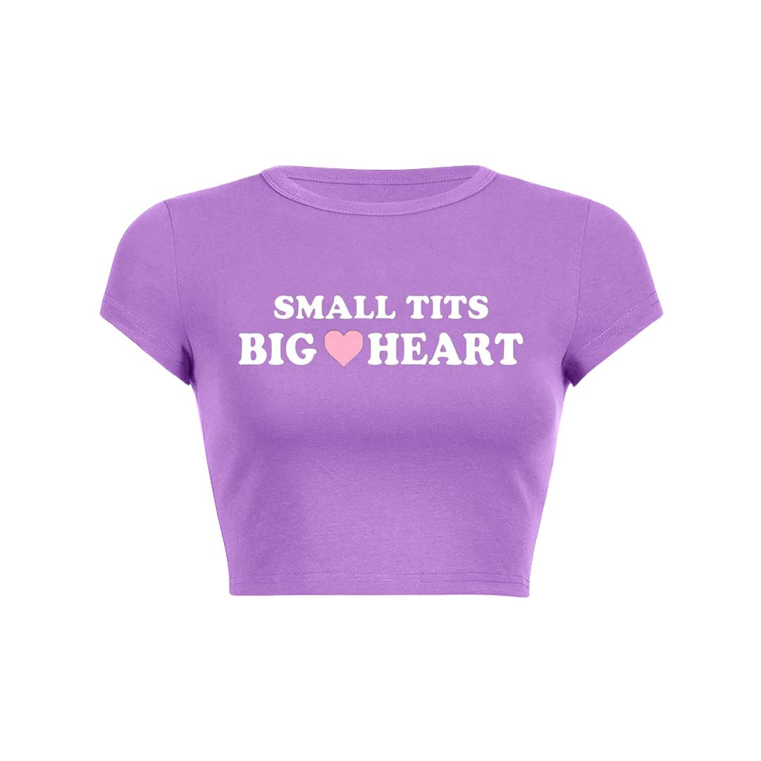 Small But Big Heart Y2K Baby Tee Crop Top