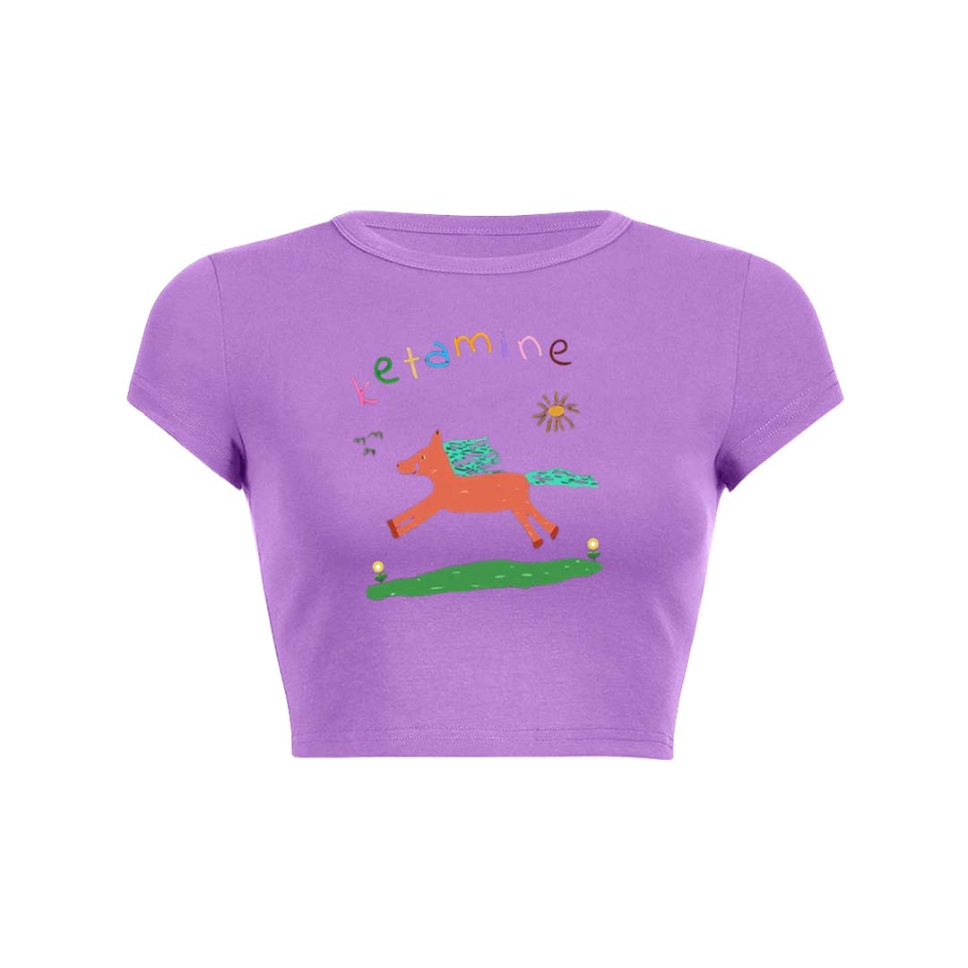Orange Pony Y2K Baby Tee Crop Top