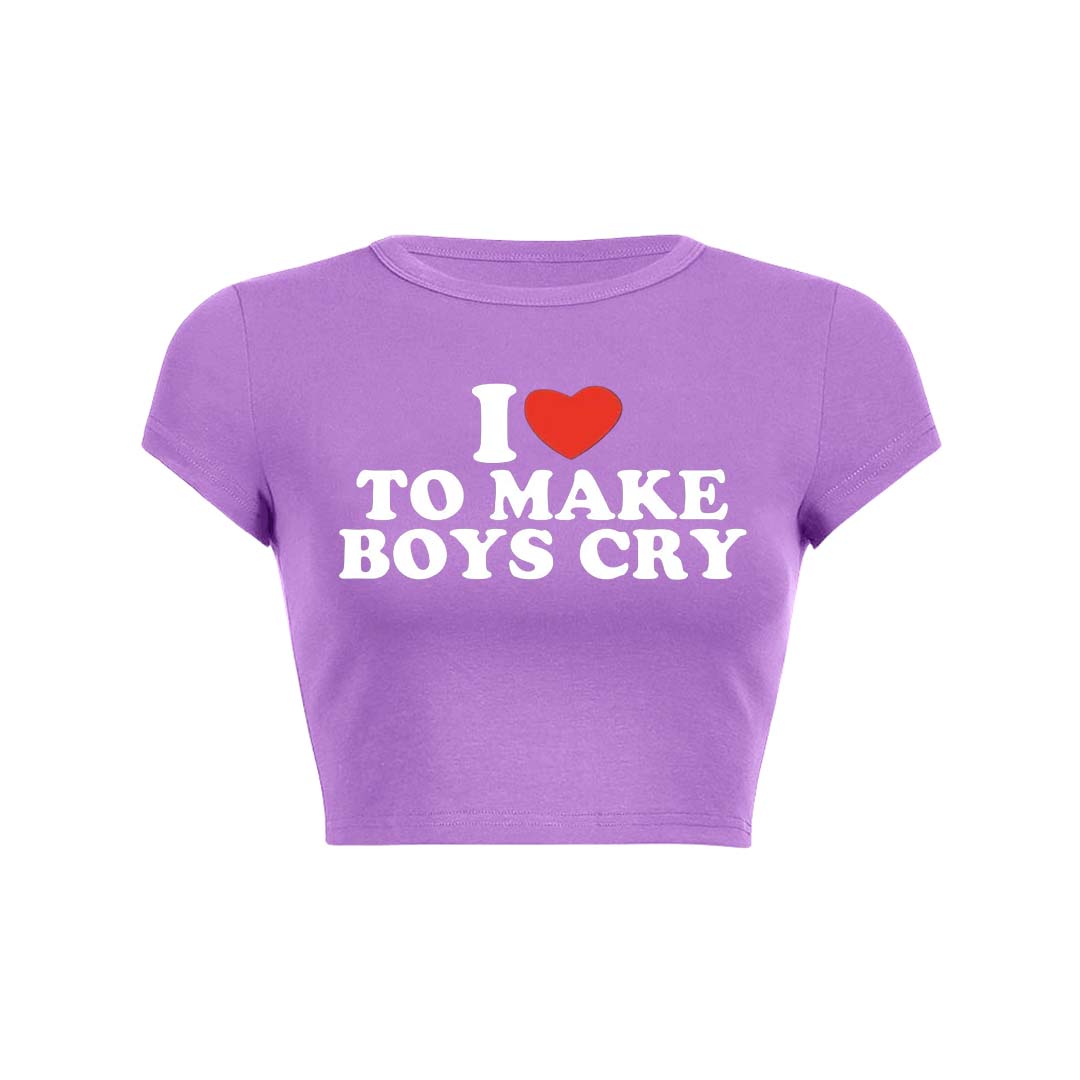 Love To Make Boys Cry Y2K Baby Tee Crop Top