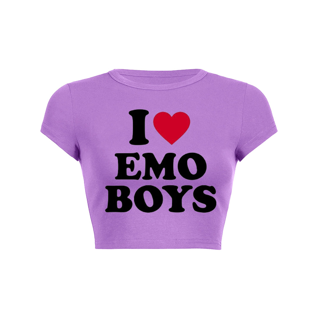 I Love Emo Boys Y2K Baby Tee