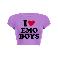 I Love Emo Boys Y2K Baby Tee