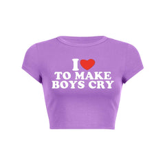 Love To Make Boys Cry Y2K Baby Tee Crop Top