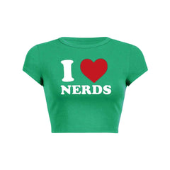 I Love Nerds Y2K Baby Tee Crop Top