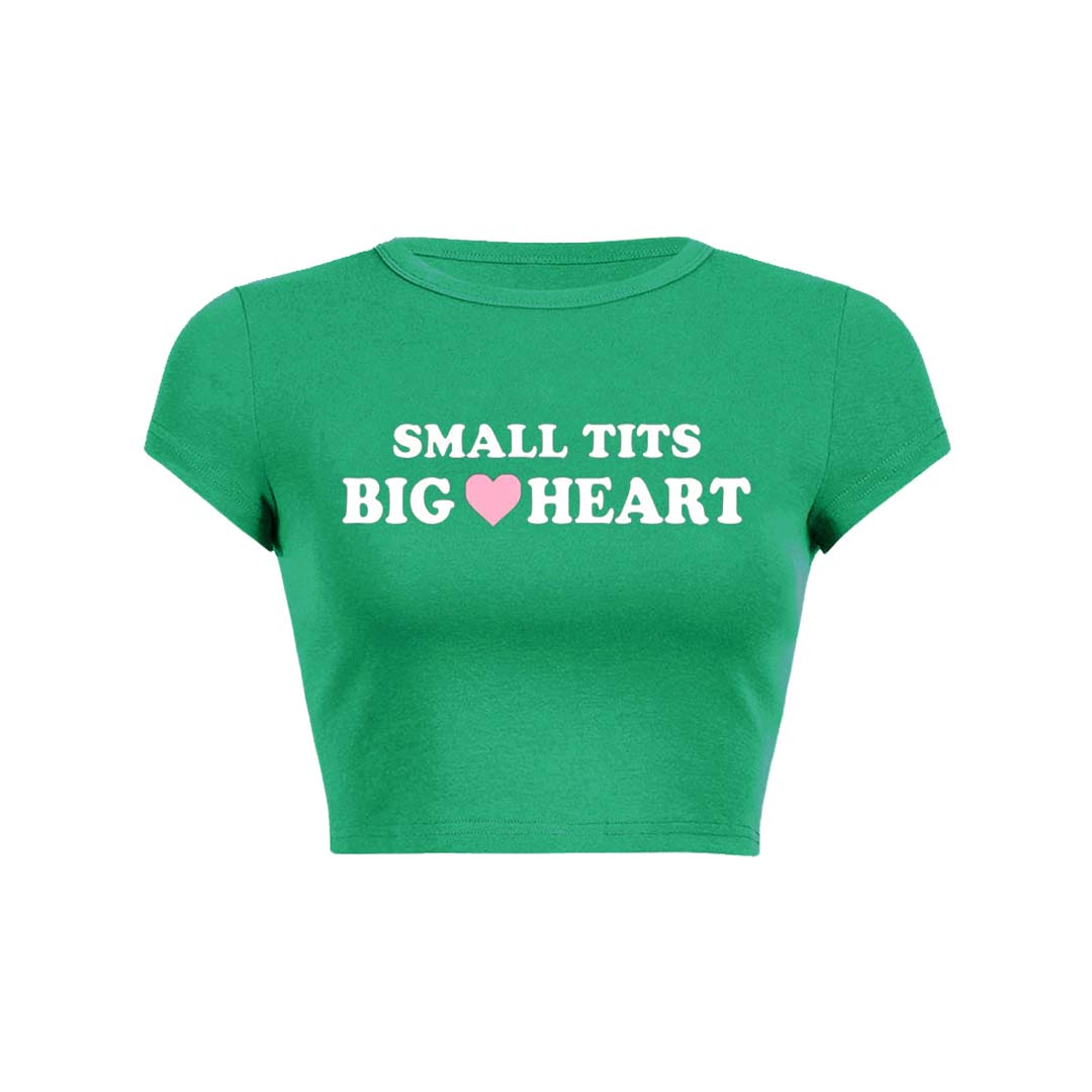 Small But Big Heart Y2K Baby Tee Crop Top