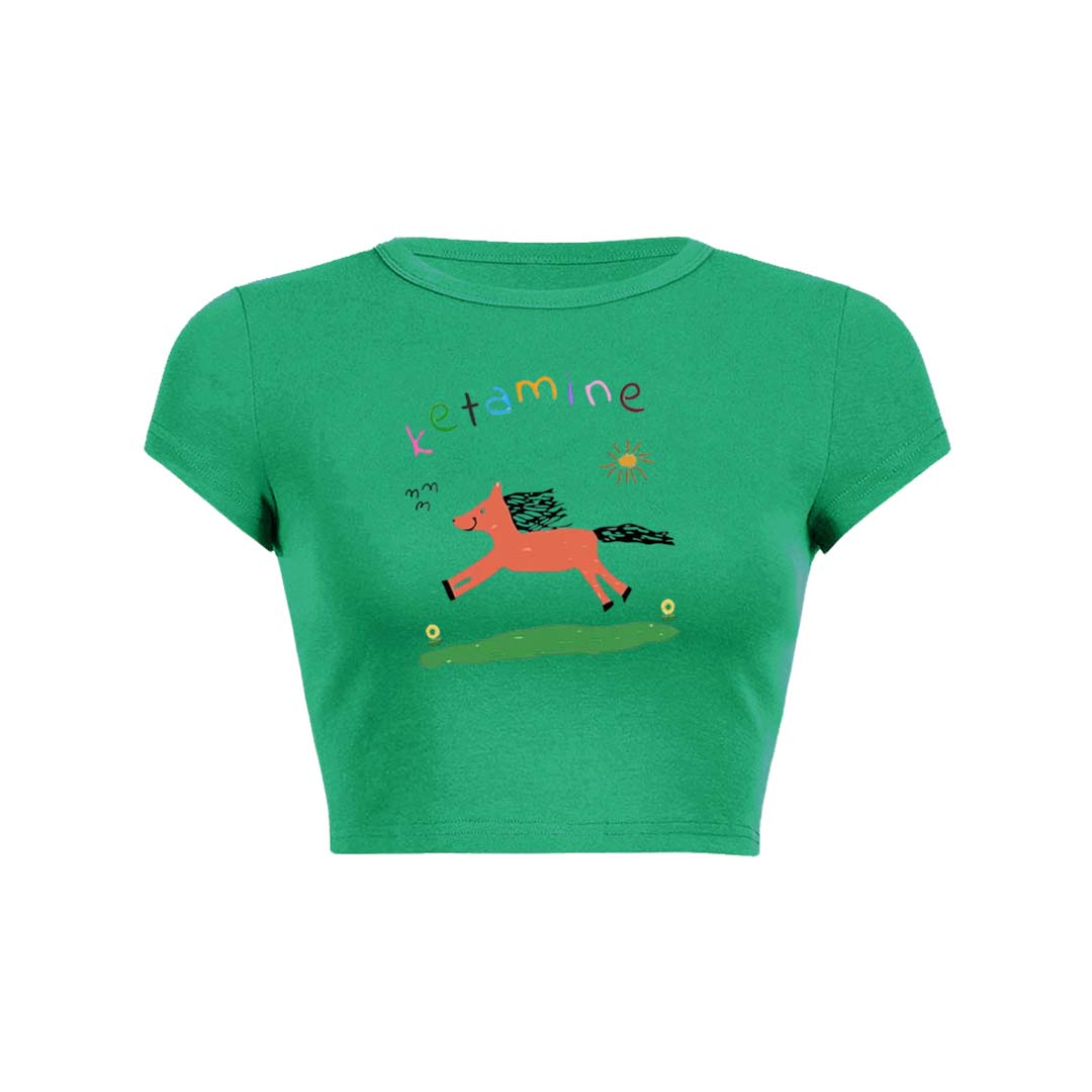Orange Pony Y2K Baby Tee Crop Top