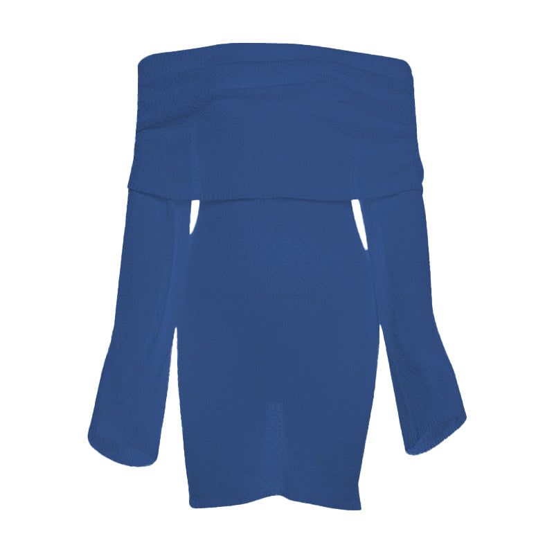 Long sleeve off shoulder knitted mini dress