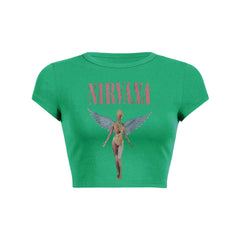 Nirxxxxa Angle Print Round Neck T Shirt