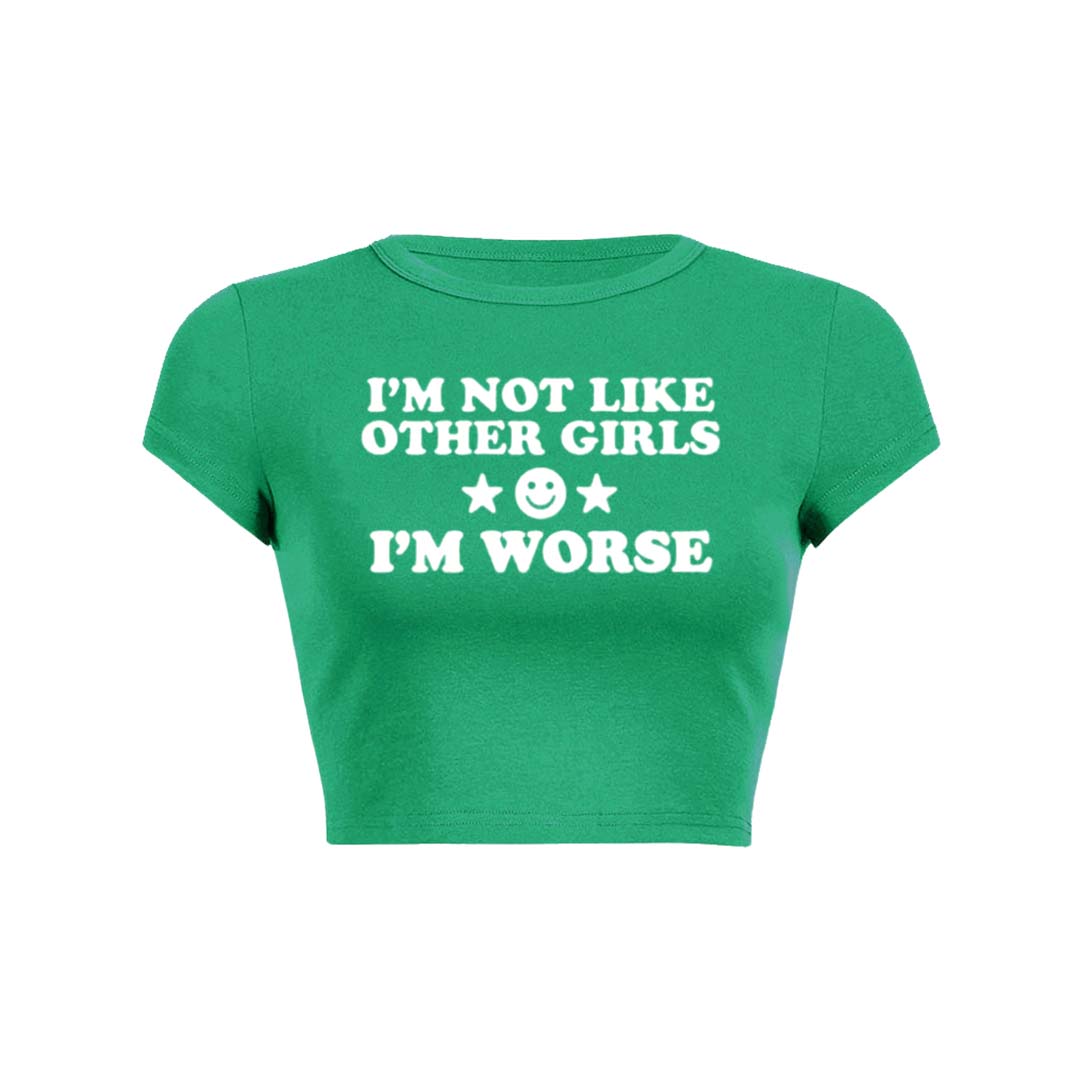 Im Worse Y2K Baby Tee Crop Top