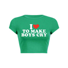 Love To Make Boys Cry Y2K Baby Tee Crop Top