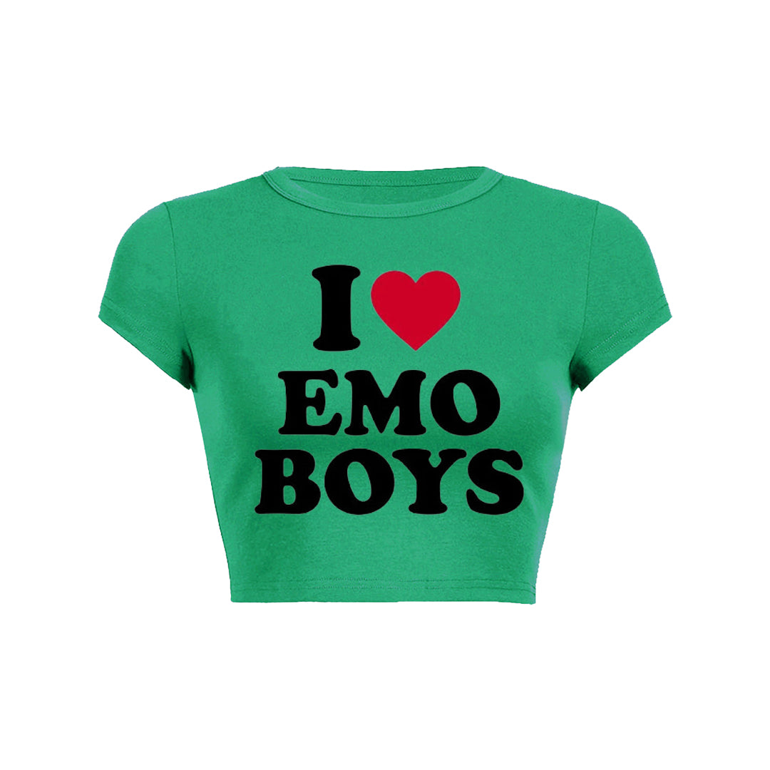 I Love Emo Boys Y2K Baby Tee