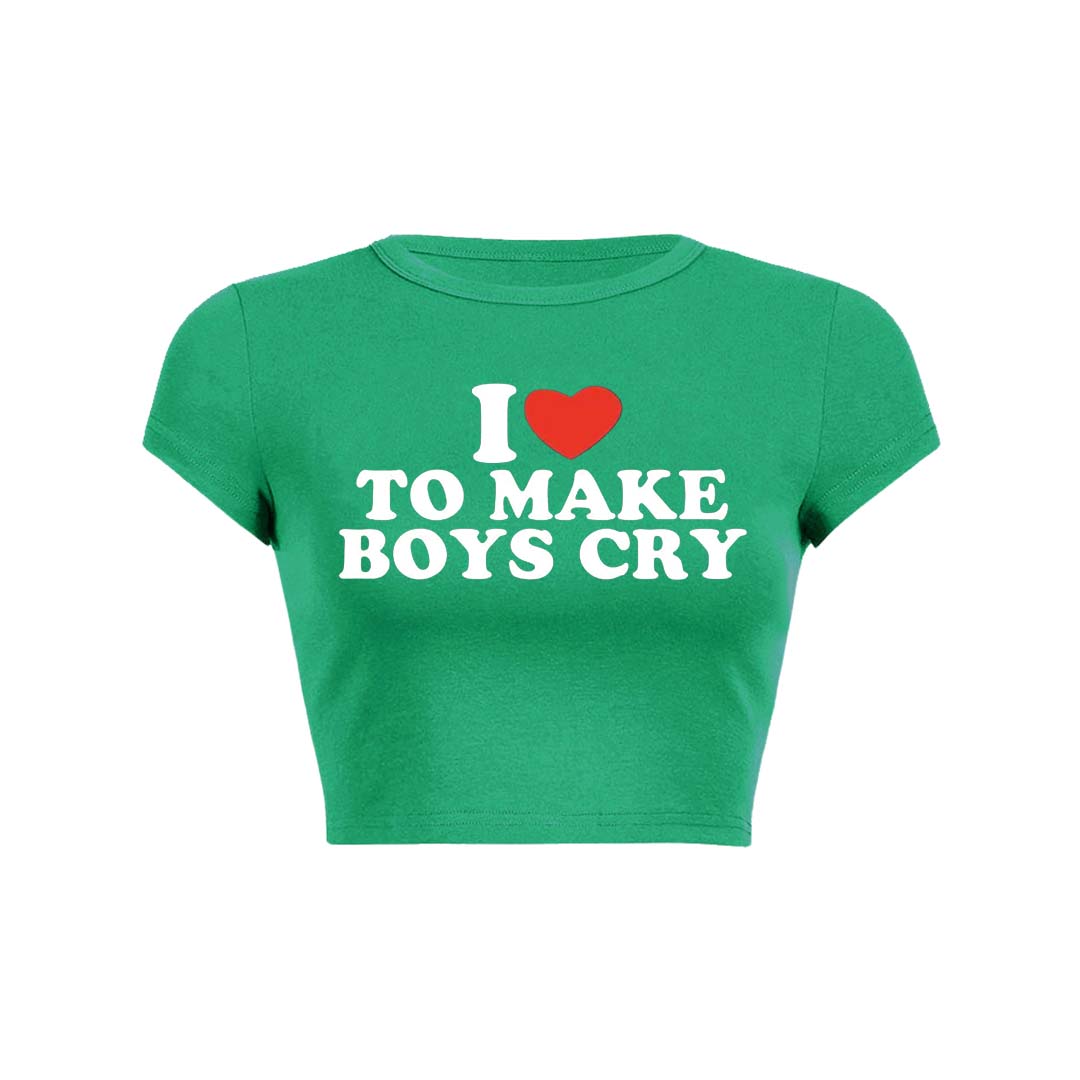 Love To Make Boys Cry Y2K Baby Tee Crop Top