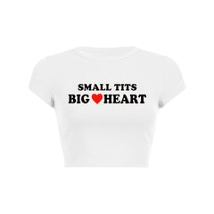 Small But Big Heart Y2K Baby Tee Crop Top