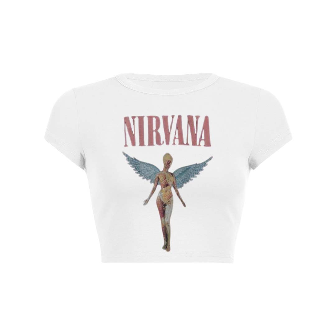Nirxxxxa Angle Print Round Neck T Shirt