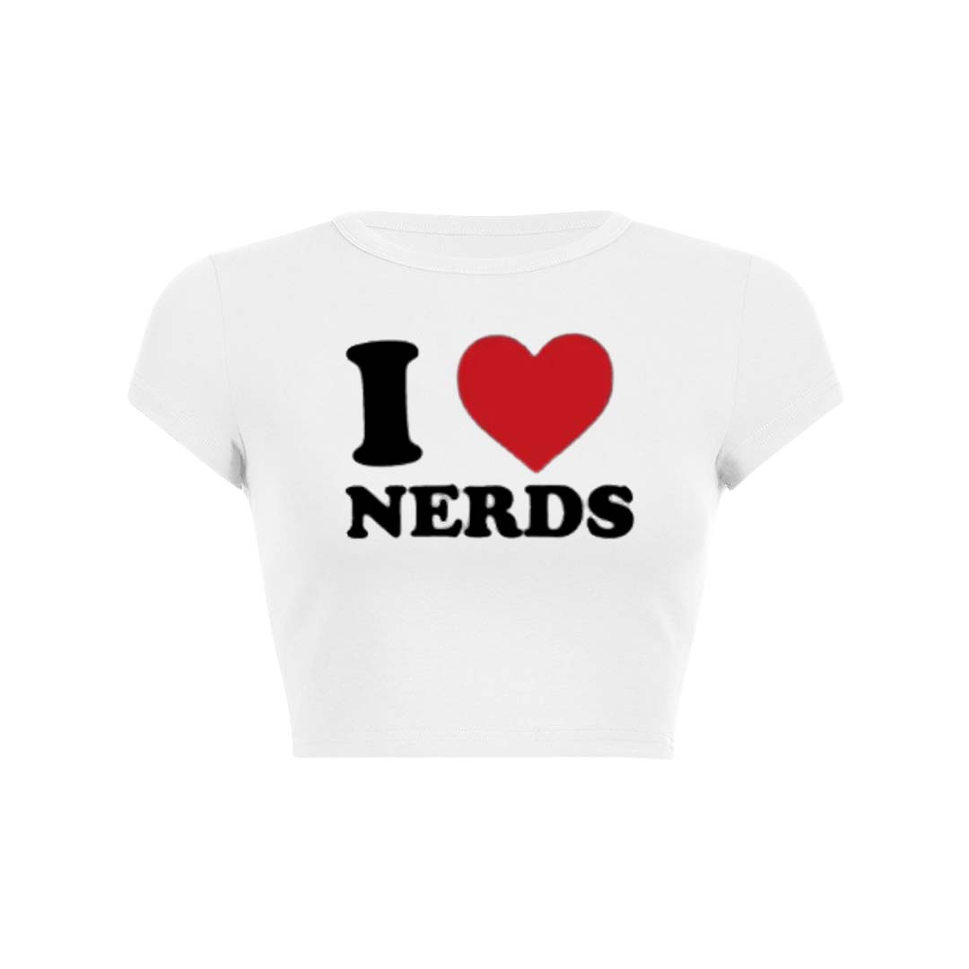 I Love Nerds Y2K Baby Tee Crop Top