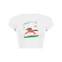 Orange Pony Y2K Baby Tee Crop Top