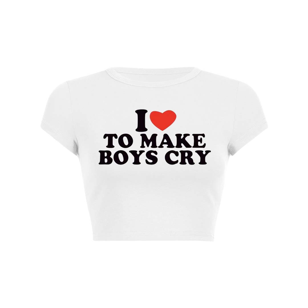 Love To Make Boys Cry Y2K Baby Tee Crop Top