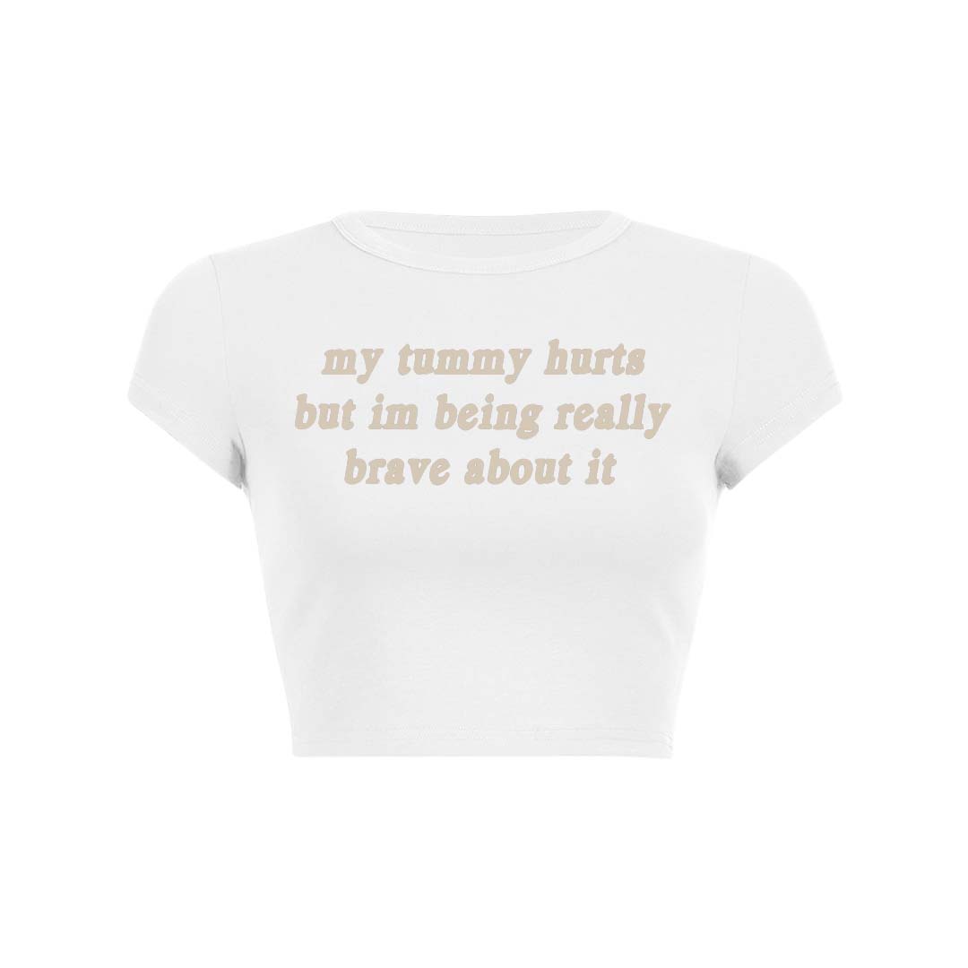 Im Being Really Brave About It Y2K Baby Tee Crop Top