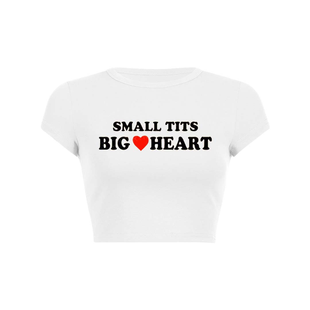 Small But Big Heart Y2K Baby Tee Crop Top