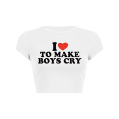 Love To Make Boys Cry Y2K Baby Tee Crop Top