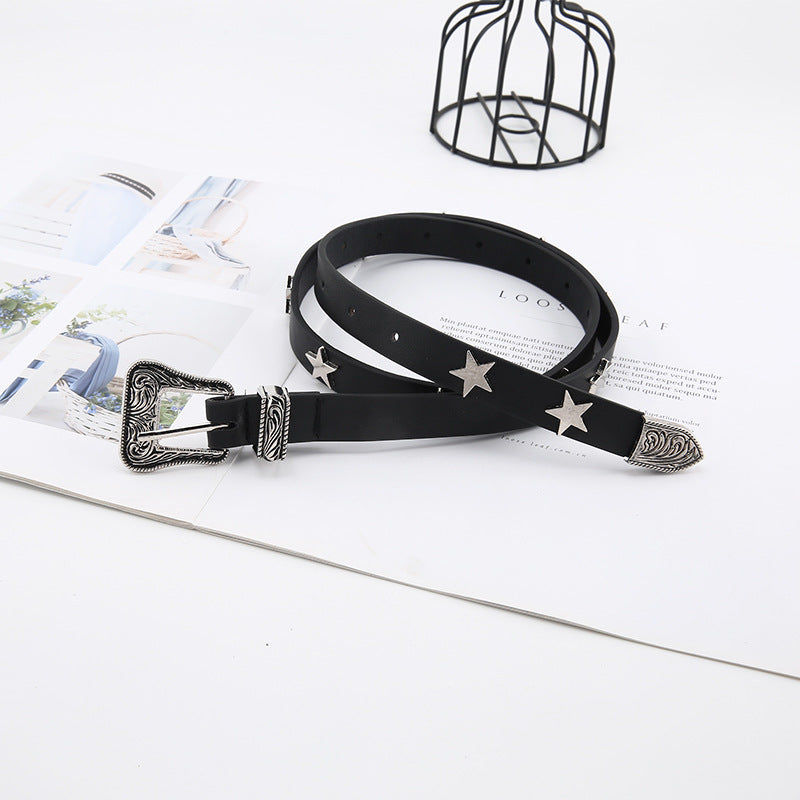 Star PU leather adjustable belt