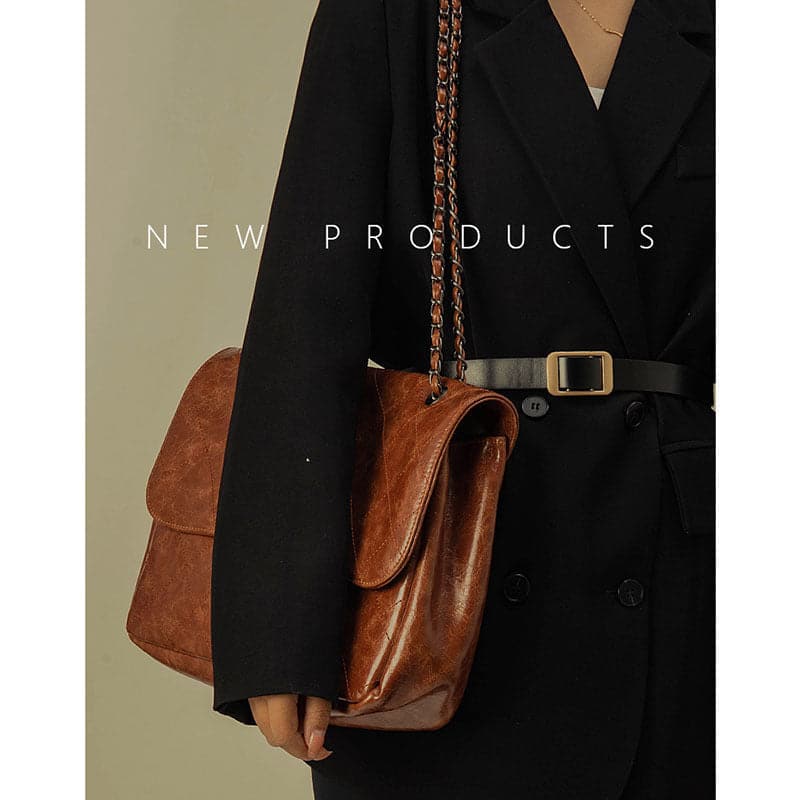 Solid PU leather ruched plaid crossbody purses bag