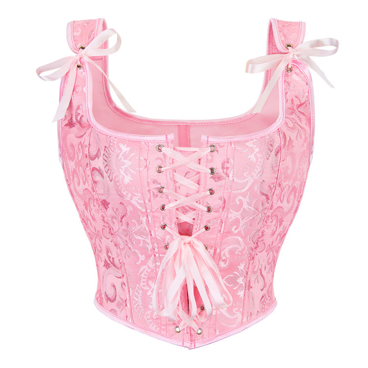 Lace up adjustable bustier contrast cami top