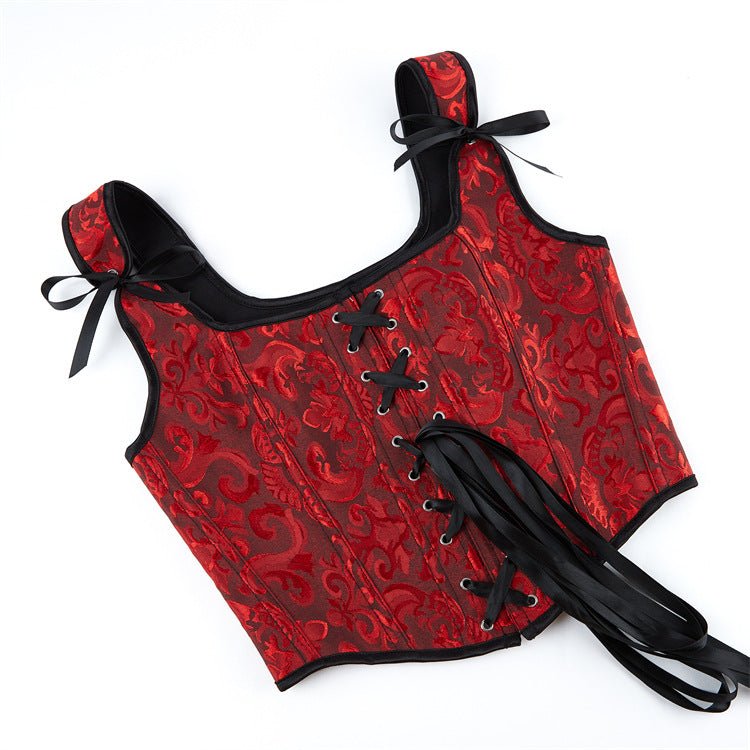 Lace up adjustable bustier contrast cami top