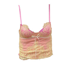 Lace bowknot backless cami top