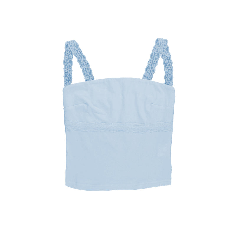 Lace hem backless solid cami top