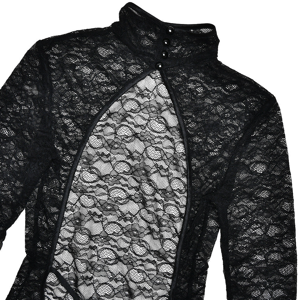 High neck long sleeve lace backless jumpsuit