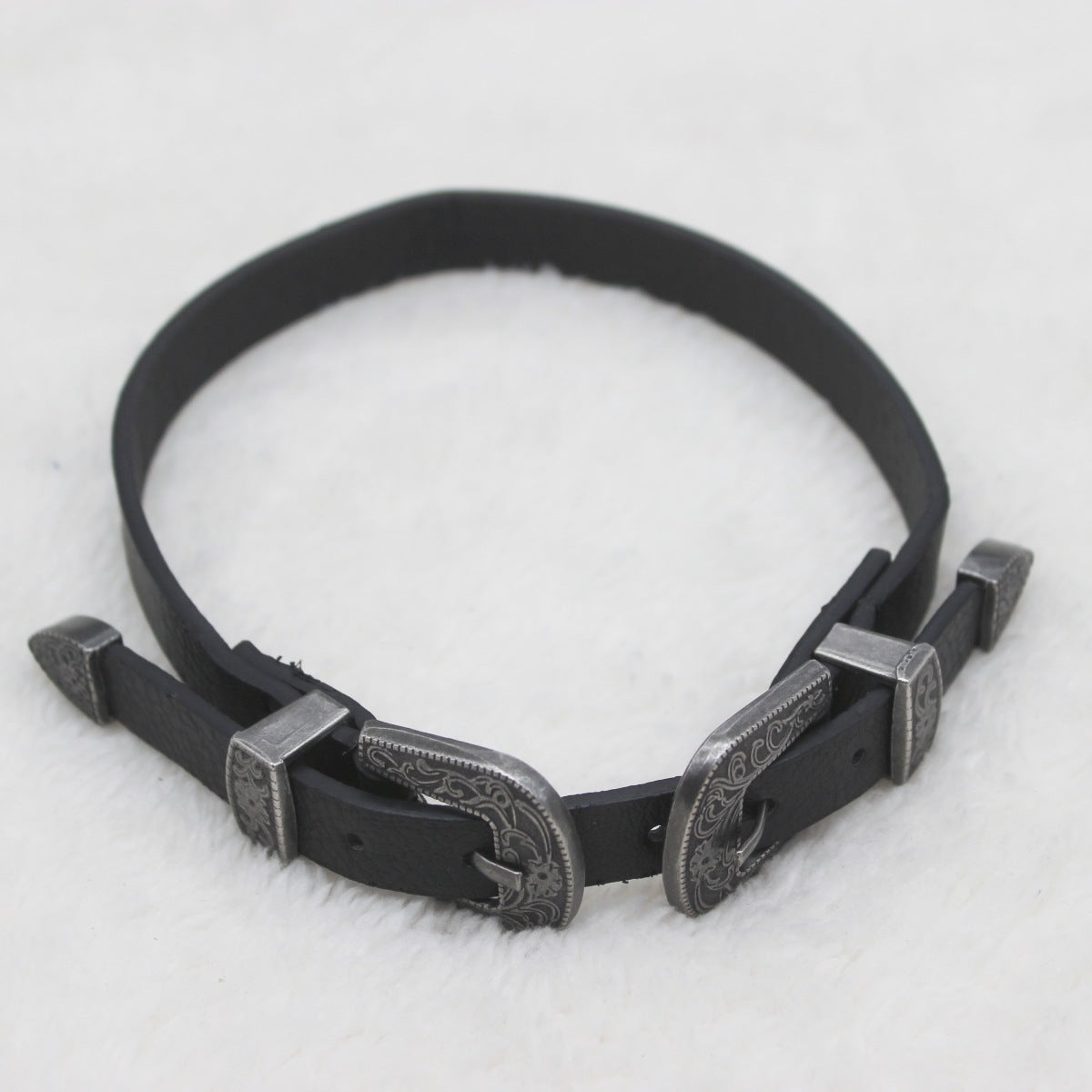 PU leather buckle adjustable choker necklace