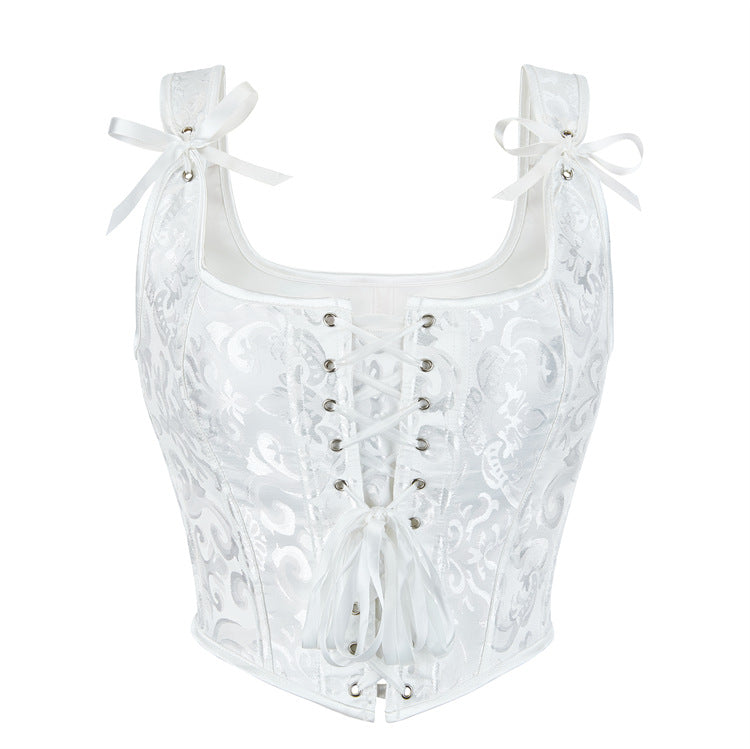 Lace up adjustable bustier contrast cami top