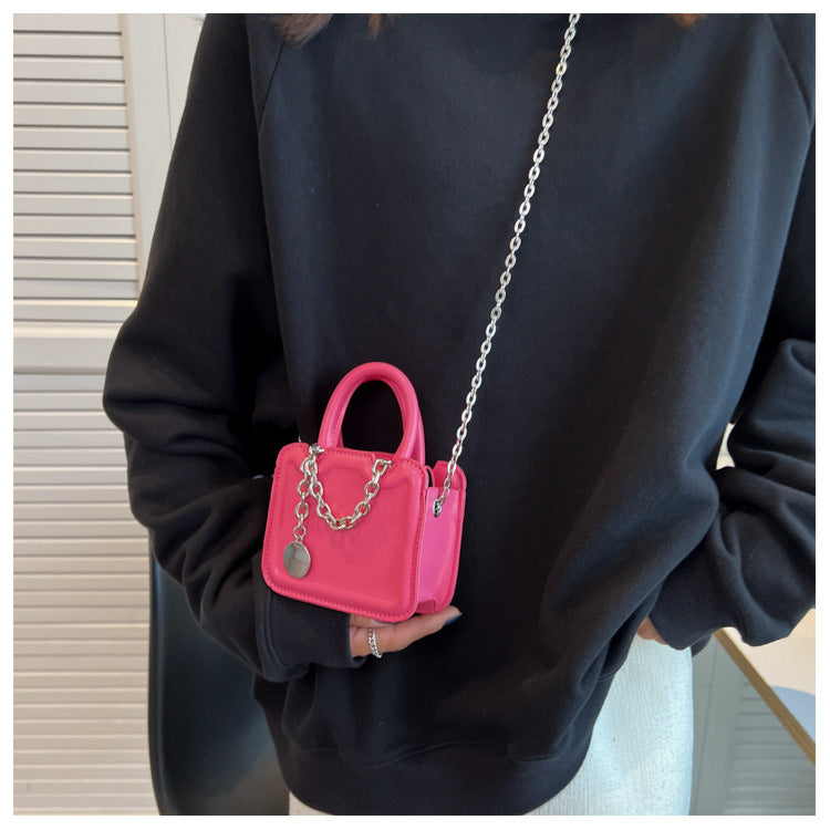 Solid metal chain crossbody bag
