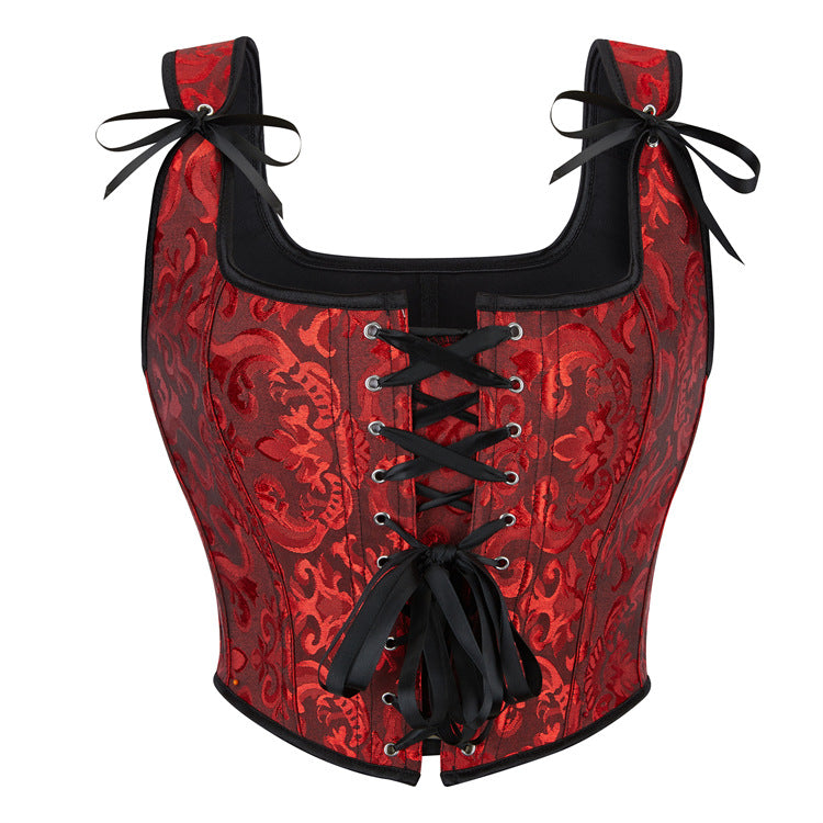 Lace up adjustable bustier contrast cami top