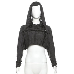 Hoodie long sleeve beaded crop top