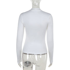Long sleeve crewneck patchwork hollow out top