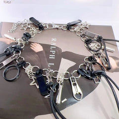 Zip o ring patchwork star choker necklace