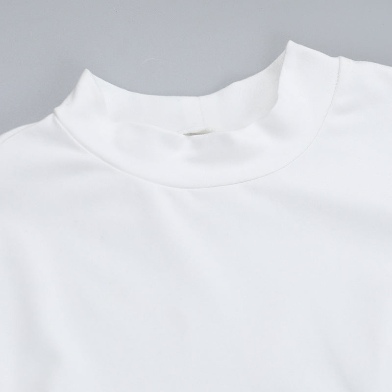 Long sleeve crewneck patchwork hollow out top