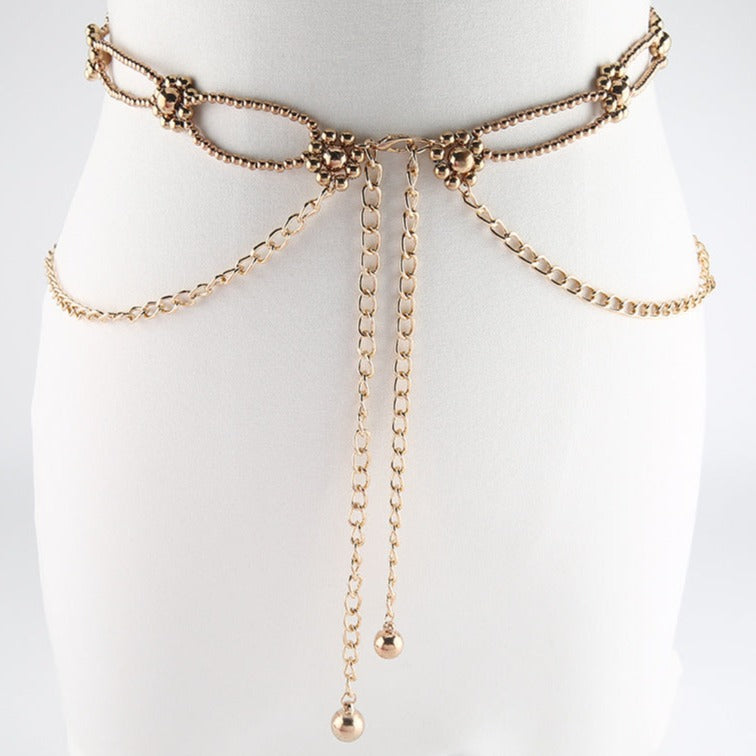 Flower beaded waist chain