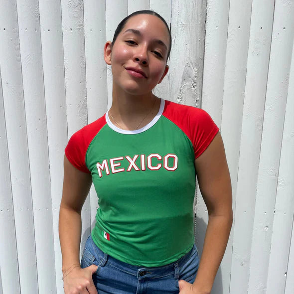 Mexico Flag Color Block Crop Top