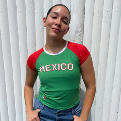 Mexico Flag Color Block Crop Top