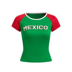 Mexico Flag Color Block Crop Top
