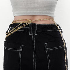 Layered metal waist chain