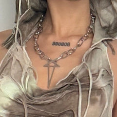 Star decor metal chain choker necklace